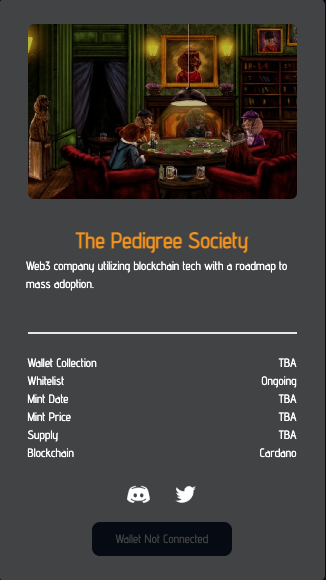 New listing alert 🚨
<a href="/PedigreeSociety/">The Pedigree Society</a>  is now on fabledlist.co 

Whitelist: ONGOING
Mint Date: TBA
Mint Price: TBA
Supply: TBA