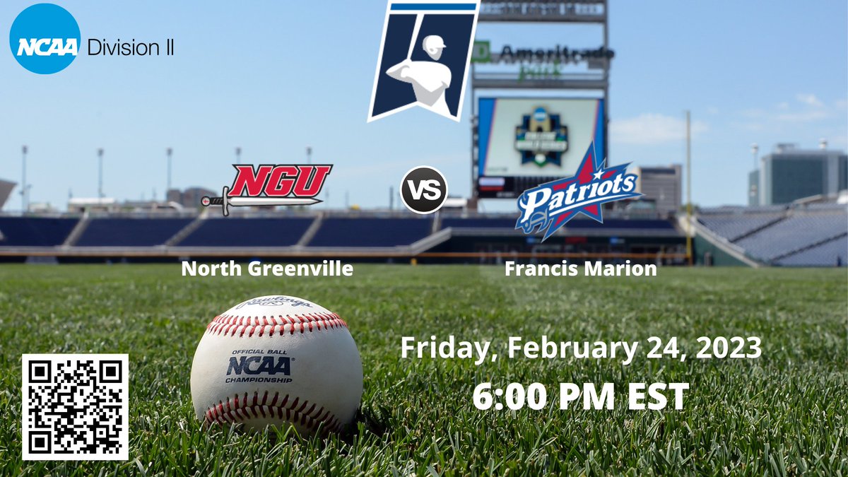 ncaad2bsbll's tweet photo. 6:00 PM EST
North Greenville vs Francis Marion | NCAA D II BASEBALL
🔗 https://t.co/8cxlMB6eIa
Friday, February 24, 2023
@Crusader_Sports @NGUBaseball @BryceRoddey @CoryBivins @hunterdilworth @mattw_williams @TreyDyson @BrodyFowler23 @n2takactweets @akaminsky14 https://t.co/lL2HiYbahE