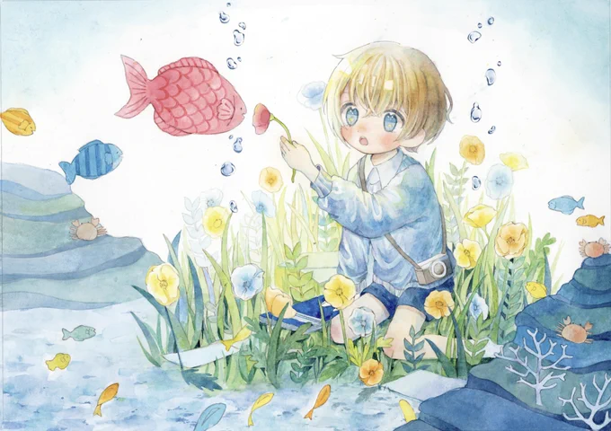 #アナログ絵で魅せてみよ透明水彩もアクリルガッシュも色鉛筆もどの画材も楽しくて大好き 