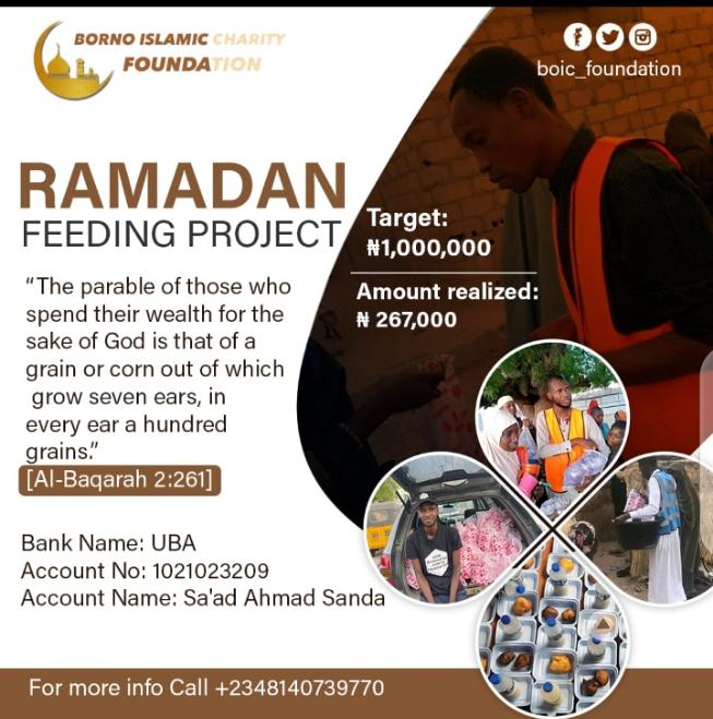 BOICFOUNDATION's tweet photo. BORNO ISLAMIC CHARITY FOUNDATION (BOICF)
#RAMADANFEEDINGPROGRAM 1444AH/2023
Last year Ramadan 1443AH/2022 with your generosity we were able to shared over 800 Iftar packs to the vulnerable members of our society.
This year 1444AH/2023 we plan to share over 1000 Iftar https://t.co/SS7bltxBjU