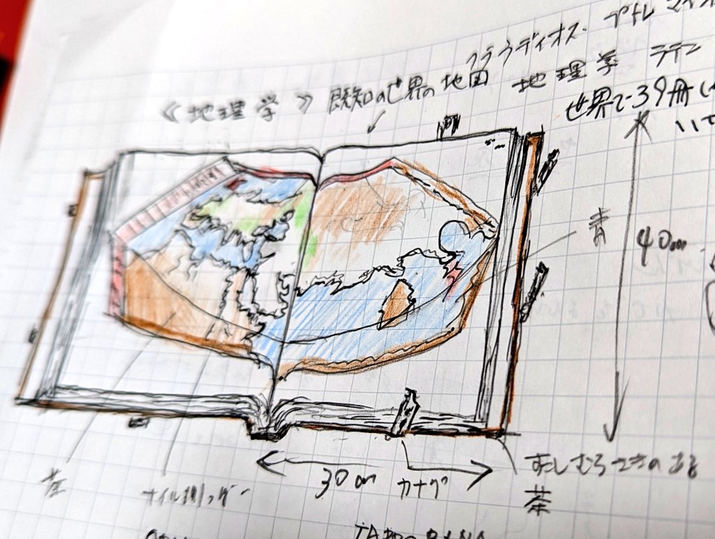 プトレマイオス《地理学》1478年 ラテン語版 40✕30センチの本で展示