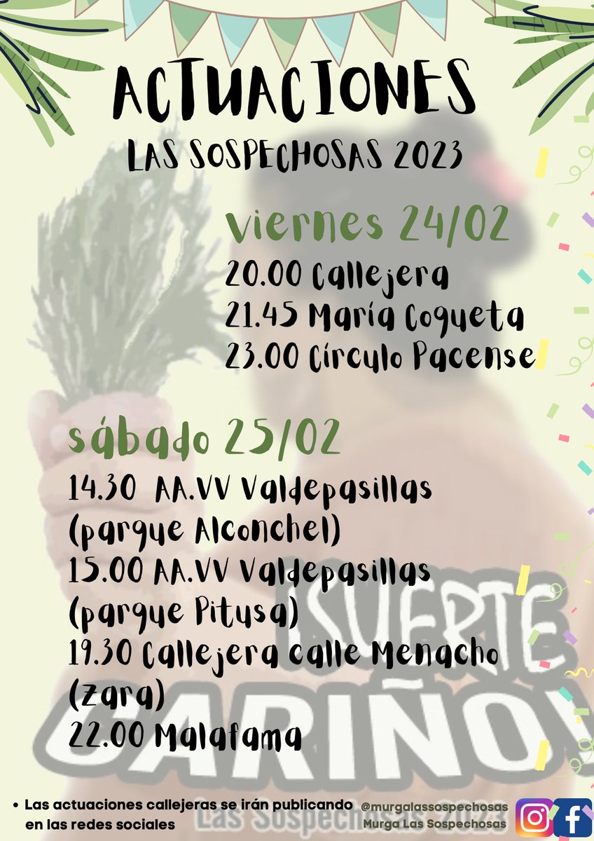 Que no se nos olvide que seguimos de CARNAVALLLL!!!! 🌿🌿🌿🌿