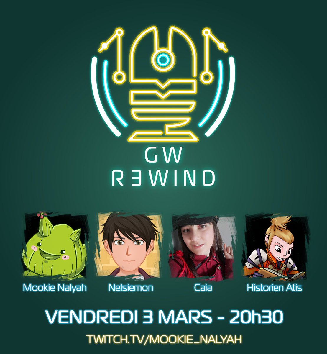 MookieNalyah's tweet photo. Le Podcast #GWRewind reviendra le 3 Mars en compagnie de @HistorienAtis @NACNelsiemon et mettra @Caia__J à l'honneur!
En plus, ce sera en plein pendant les #Drops #GuildWars2 ! 
🔴RDV sur https://t.co/2L8b17mLof 

@GuildWars2_FR @GuildWars2 #Podcast https://t.co/qsHVXOoJgz