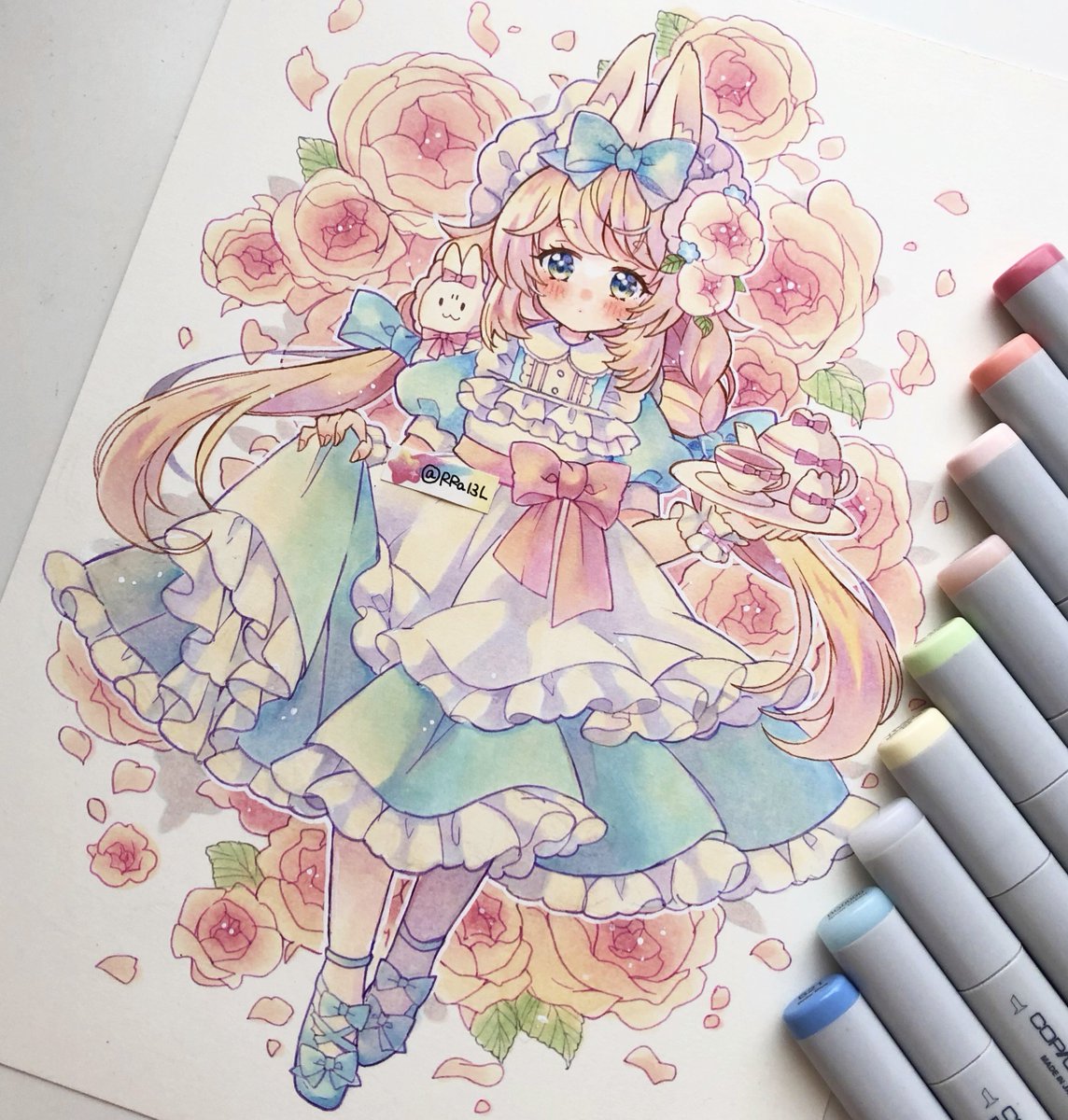 木村様☆コピック☆アナログイラスト⭐︎夢絵⭐︎絵画⭐︎アルシュ水彩紙 水瀬様☆手描きイラスト☆コピック☆アナログイラスト⭐︎夢絵