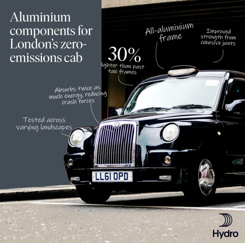 A lighter weight allows electric engines to expand their range. At 30% lighter than the frame of past taxis, this easy switch improved one customers vehicle performance. 
Learn more about smart aluminium solutions for function, design and sustainability at hydro.com/path-to-zero