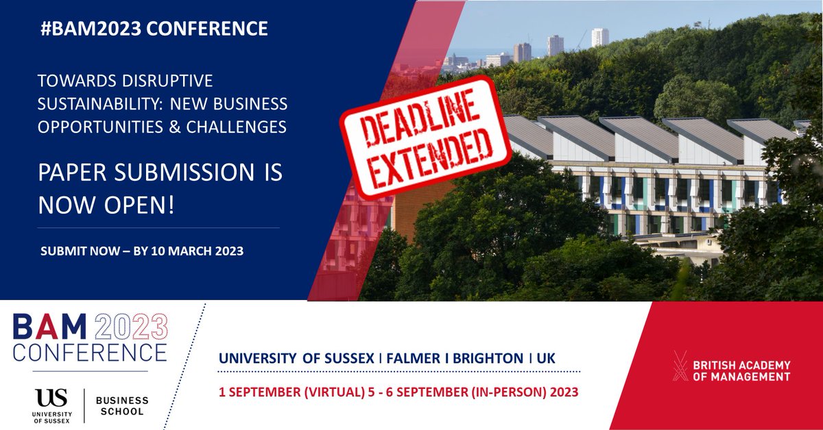 📢⌛ Due to the ongoing industrial action in the UK, and multiple requests received, we have agreed to extend the paper submission deadline for BAM2023 to Friday 10th March (23:59 UK time). We look forward to receiving your papers! bit.ly/3xR0EpQ