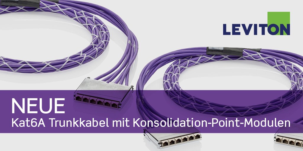 Wir haben unser Portfolio an vorkonfektionierten Kupfer-Trunk-Kabeln um die neuen Cat 6A-Trunk-Kabel mit CP-Modulen erweitert.
Die kompakte Größe und das flache Design des Cat 6A-Moduls reduzieren den Platzbedarf im Patchpanel.

💻 levitonemea.com/en/products/ma…
