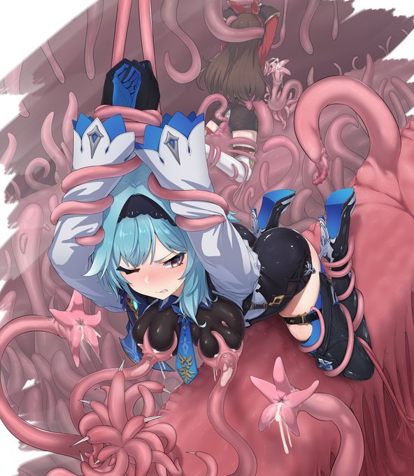 [R-18] エウルア触手 #エウルア・ローレンス #原神 #アンバー(原神) #中出し #触手 #拘束 #三角木馬 #着エロ #搾乳 https://t.co/GWFmHuphEJ 