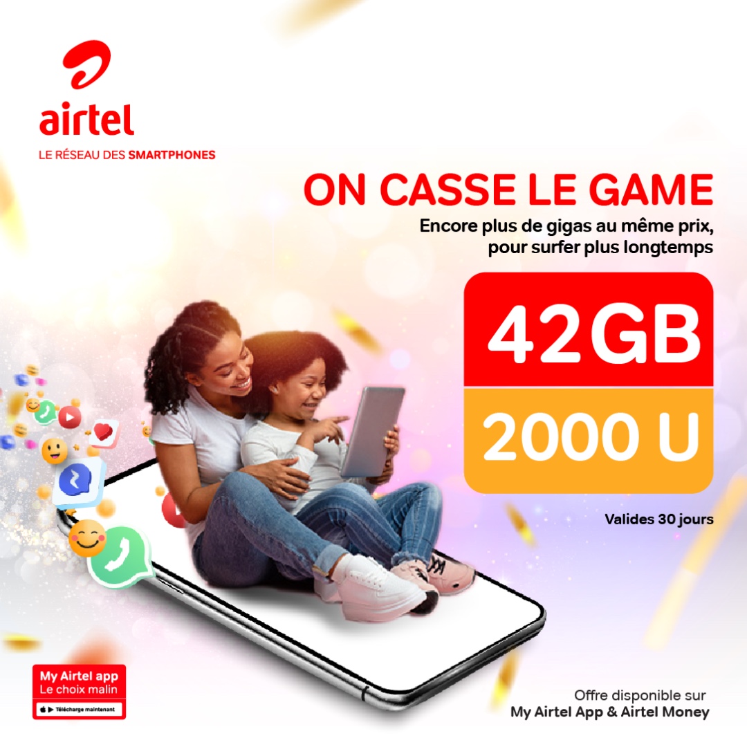 moneyairtel_rdc's tweet photo. OFFRE-TOI LE PLAISIR DE NAVIGUER AVEC LA VRAIE 4G

NA 42GB, tu as de quoi tenir pendant un mois
Active ton forfait Internet de 42GB à seulement 2 000U

Tape *501# ou utilise My Airtel app https://t.co/6yCwV8JSSr 

#ForfaitData #AirtelRDC #ForfaitInternet https://t.co/zbZKWPR7bk