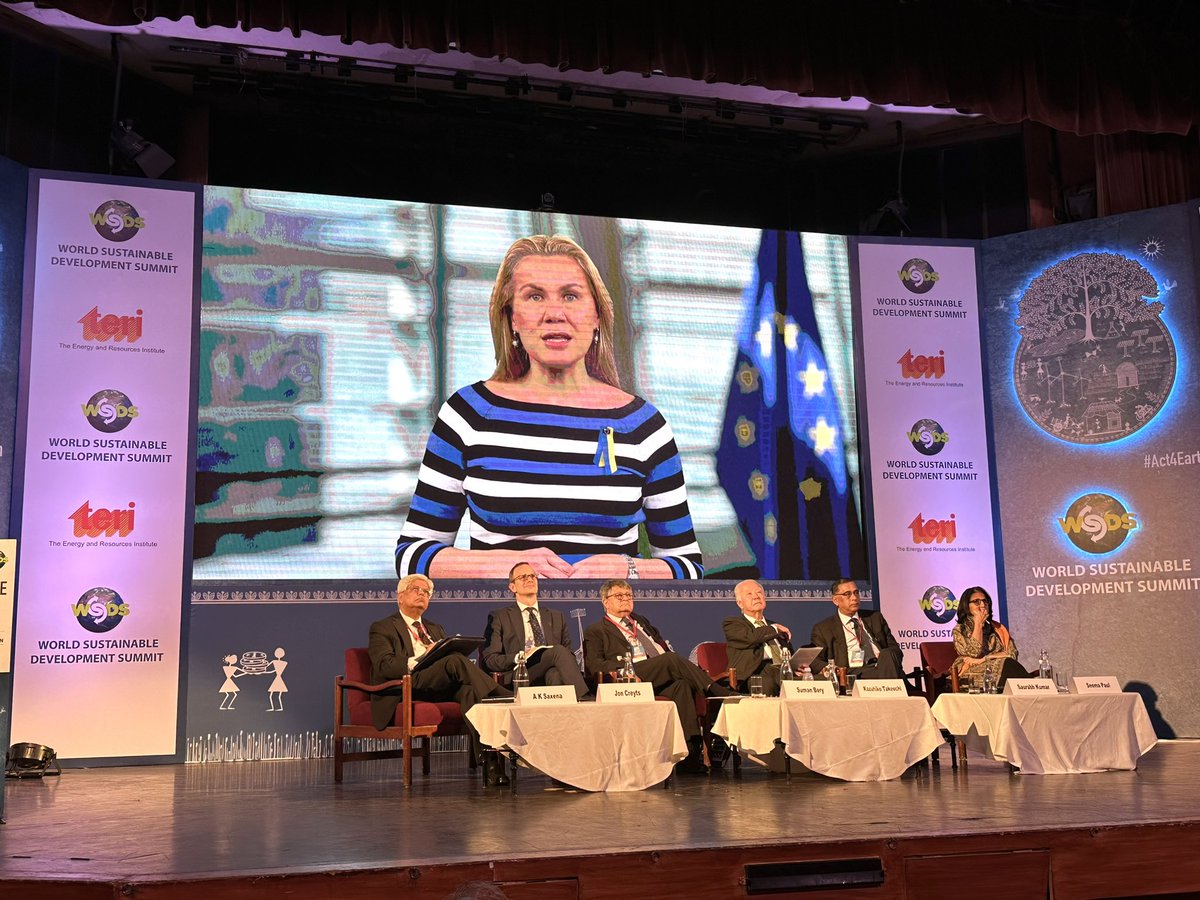 Follow thread for 🇪🇺 Energy Commissioner @KadriSimson intervention at @teriin #WSDS2023 @EU_India_CECP @EU_in_India 🇪🇺🇮🇳🤝