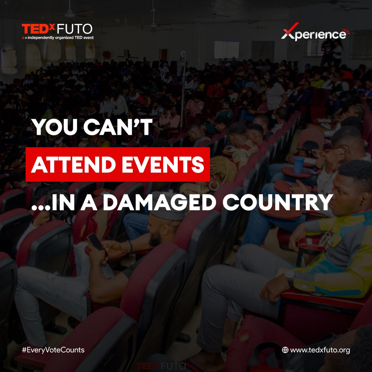 TEDxFUTO's tweet photo. Remember in a damage country we are limited. No conducive environment to thrive. 

As we step tomorrow to exercise our franchise, let’s vote wisely, choose a candidate that is worthy of birthing a new Nigeria. 

#nigeriadecides2023 #tedxfuto #tedxfutoxperience https://t.co/3TaVEgSbNp
