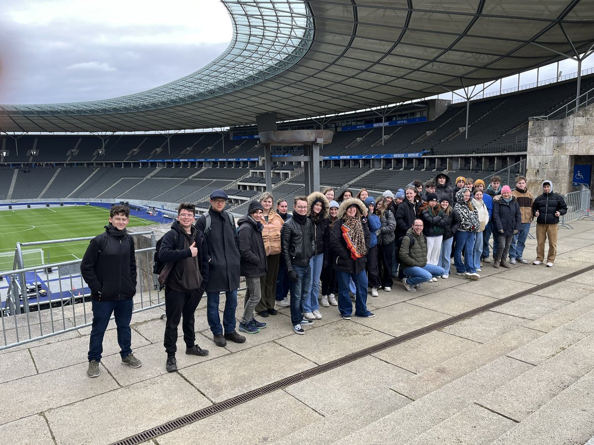 Day 2 - It’s a chilly start in Berlin at Year 13 visit the Olympic Stadium 🇩🇪 #Berlin23