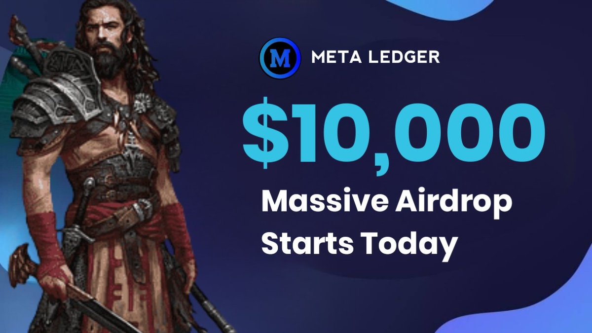 💵Our Airdrop is live!

Participate in our Airdrop and earn to 150 $MTL (~$6) tokens for doing tasks

Airdrop: 
t.me/MetaLedgerAird…

Airdrop token rewards will be distributed to your wallet address on March 16th Top Referral and 2800 lucky random participants will be rewarded
