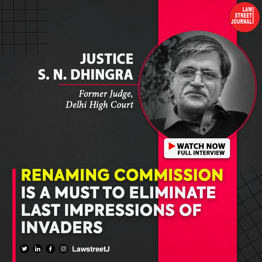 LawstreetJ's tweet image. #Government must set up a #RenamingCommission to eliminate the last traces of #invaders that enslaved #India for many years !! 

Watch exclusive conversation with Former Judge of #DelhiHighCourt, JUSTICE #SNDHINGRA. 

Link Below 👇🏻
[bit.ly/41kDXrD]
@AshwiniUpadhyay