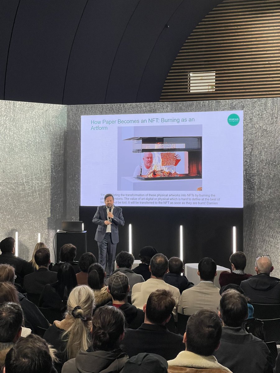 charlesbernard1's tweet photo. @frederic_godart waving the @INSEAD flag proudly at @nft_paris !! 🤩 Wen NFT publication?! 👀 https://t.co/pTMNg5U8tu