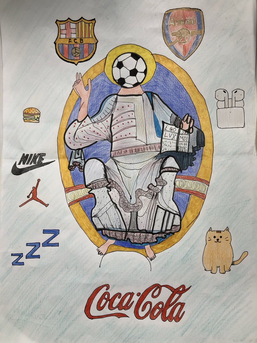 jordi24bassa's tweet photo. Com actualitzaríeu l'art romànic? He demanat a 2n d'ESO que realitzin un nou Pantocràtor a partir dels seus ídols (esportistes, tiktokers, ficció, familiars...), mantenint l'ordre jeràrquic, l'estructura i composició de la pintura mural original.

Explico més detalls... 👇 https://t.co/VRxlLhjY46