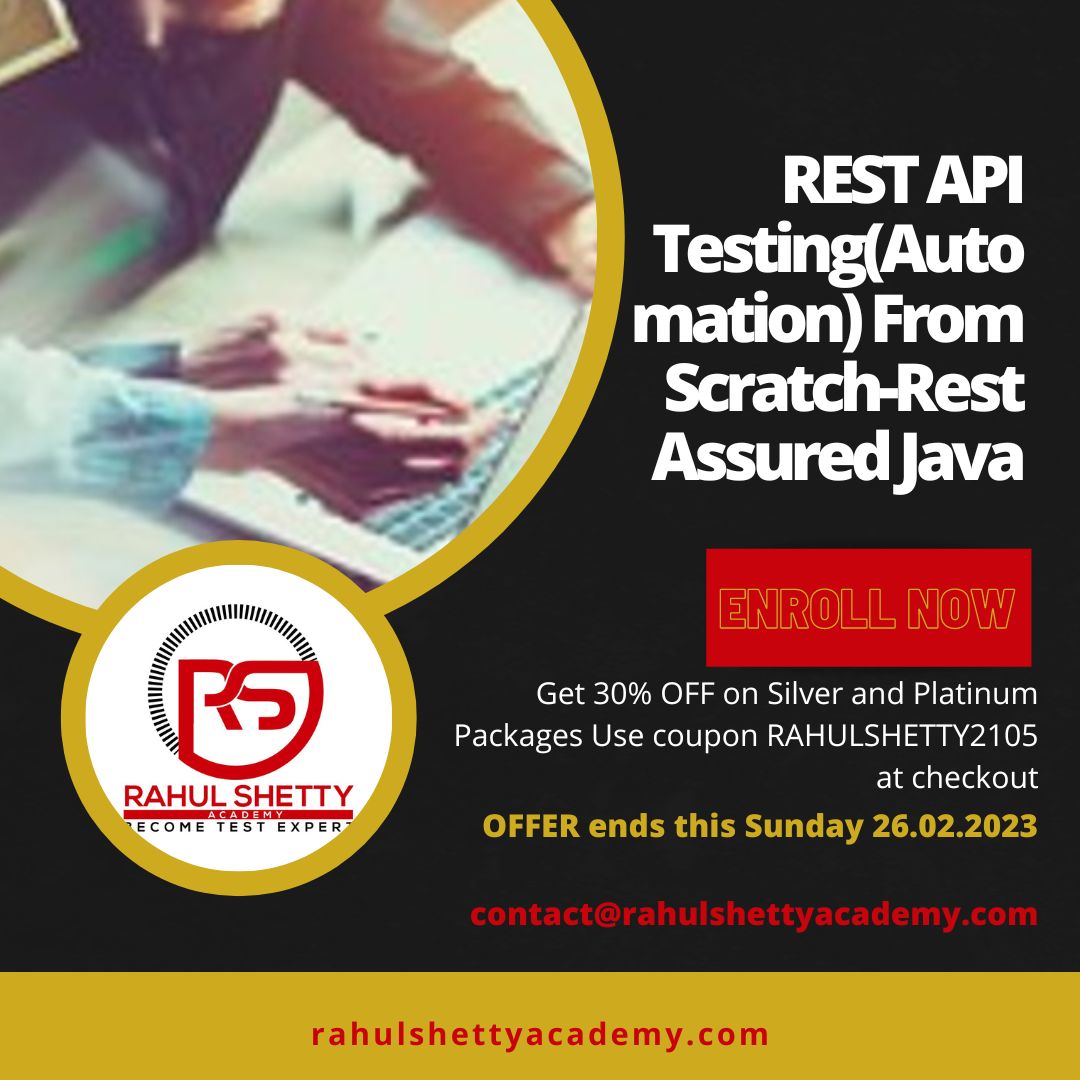 rshettyacademy's tweet image. Do not miss this opportunity to experience the ultimate guidance from Rahul Shetty ! Enroll today.
bit.ly/3xPmOcb
#apitestingcoursesonline #apitesting #apitestinginterview #automation #apitestingguide
#USA #Java