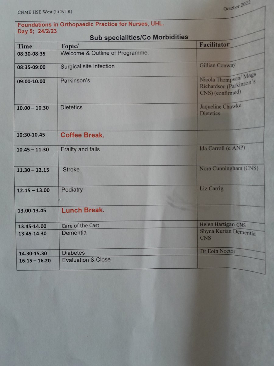 Day 5 of the Orthopaedic foundation Programme  
Today we are focusing mainly on co morbidities #Knowledgeispower #nurseeducation #investinginourstaff #orthopaedics  thank you to all of our speakers today for assisting in our sessions. 
Improving our health service.