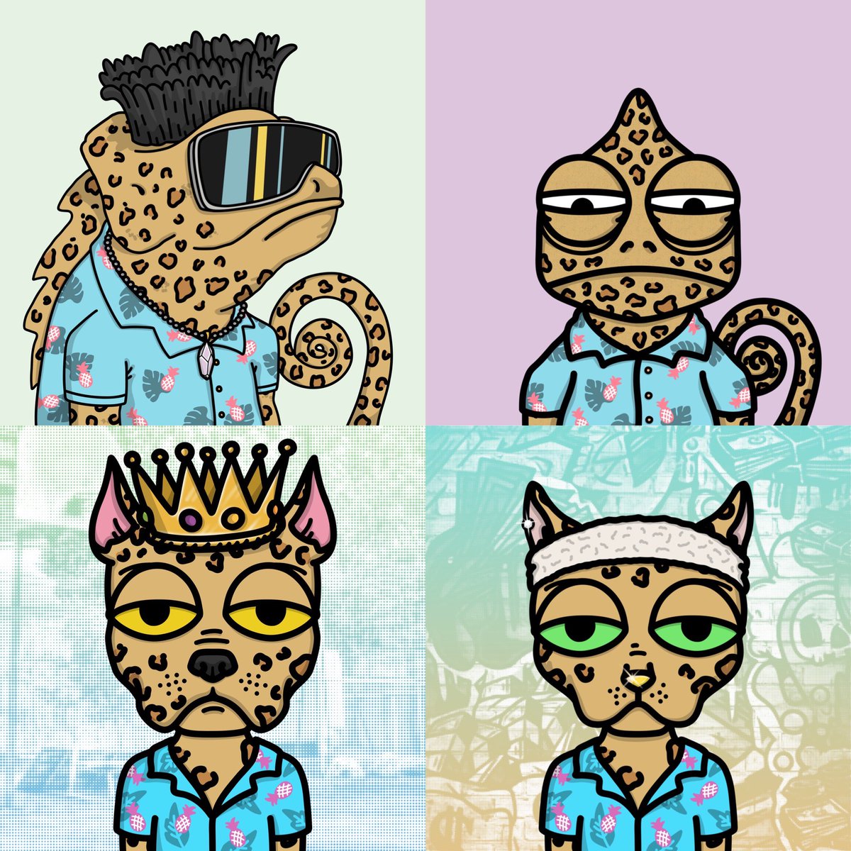 Mr_Stronghandss's tweet photo. Saw an opportunity and took it. Brought this leopard Hawaiian set home. @KarmeleonsNFT killing it! Still minting 2 for 1. #krew #savethetrees #Leopardgang https://t.co/vlFmyuv47X