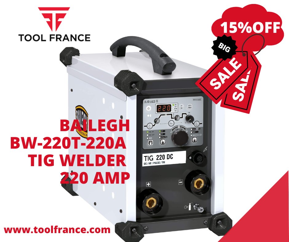 It has a standard Tig Mode Constant DC and pulsed Tig Mode. It is ideal for thin gauge materials.
Visit tooolfrance.com to learn more.
toolfrance.com/product/bailei…
#toolfrance #baileigh  #industrialtools #toolair #jettools...