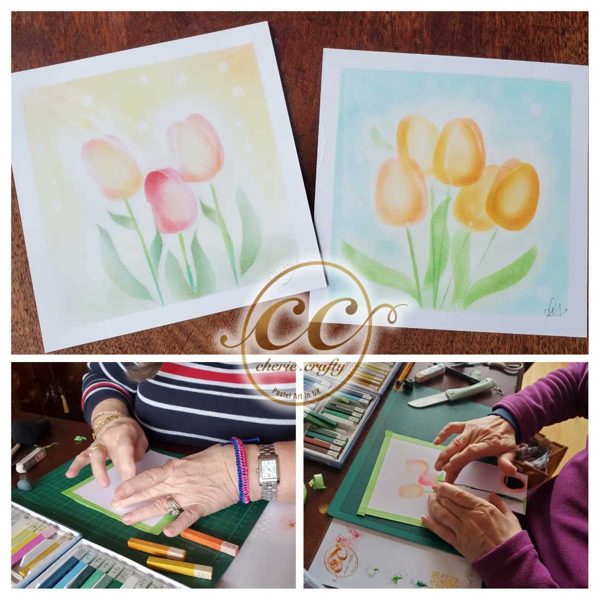 cheriecrafty's tweet photo. Had a lovely morning with two brilliant and elegant ladies👩🏼‍🦳🧑🏼‍🦳. They chose same colour but came out with two totally different art piece🤩
#experiential  #nagomipastelart #flowerofcrystalart #qualifiedteacher #healingart  #pastelnagomiart #UK #Epsom #Surrey #Artist #surbiton https://t.co/aE4Os4giif