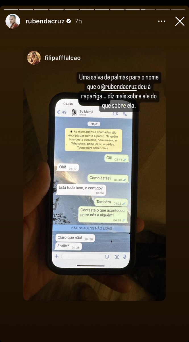 olaeads's tweet photo. e a namorada do rúben da cruz que desconfiava que este a andava a trair, enviou mensagens do telemóvel dele para a gaja com quem ele a traiu, teve a confirmação, postou nos stories e ainda foi ao ig do rúben da cruz e expôs que ele é um traidor? 🙅🏻‍♀️ https://t.co/Upd9BctC9O