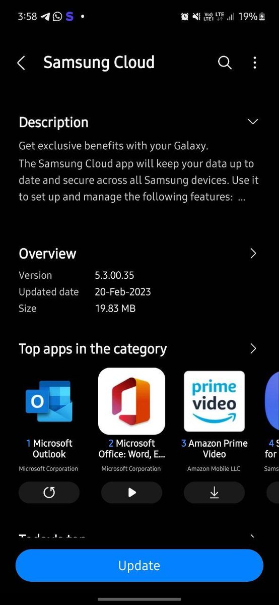 SamSWUpdate's tweet photo. Samsung Cloud 5.3.00.35 Update available #samsung #oneui #Samsungcloud https://t.co/zXIMH9j5qg