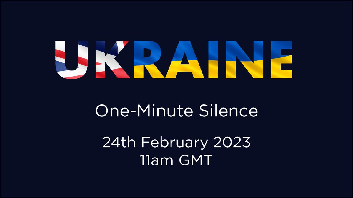 We will pause at 11:00 today in tribute to the people of Ukraine, who continue their courageous fight for freedom a year on from Russia’s full-scale invasion.  
 
#StandWithUkraine