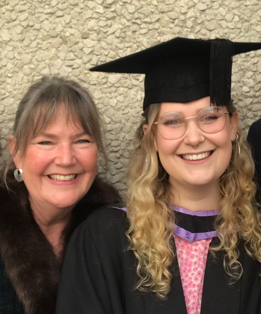 Didn’t share this on the day. But today’s a grey Friday… in need of some shiny happiness. So here’s me as very proud mum to the talented <a href="/HJ_Pike/">Holly Pike</a> on her MSc graduation day earlier this month 😊