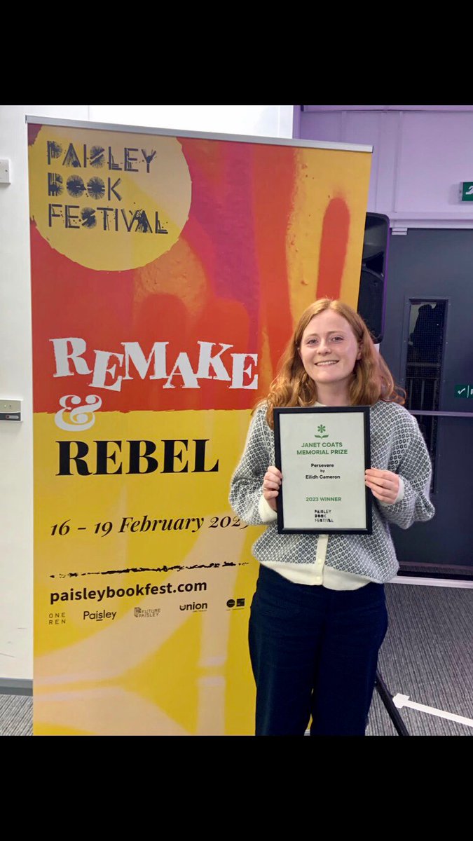 e_l_cameron's tweet photo. Delighted to have won the Janet Coats Memorial Prize for poetry at @BookPaisley last week! https://t.co/TdrjJmT5JF