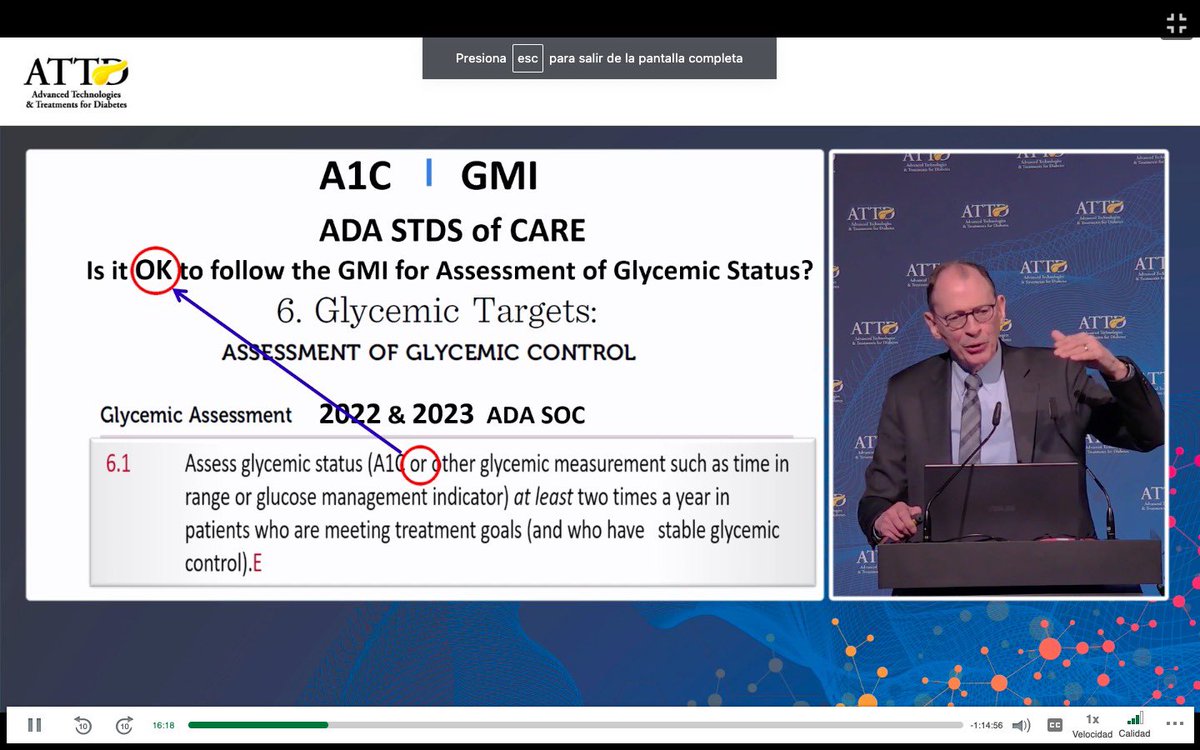 GMI and TIR are accepted/recommended alternatives to HbA1c in diabetes management‼️

ADA Standards of care 2022-23

#DrBergenstal #ATTD23
