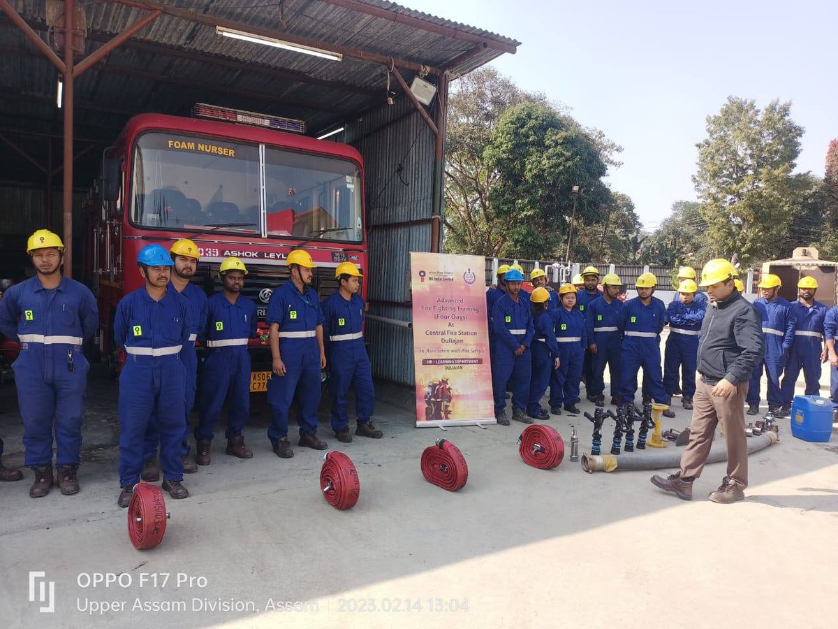 OilIndiaLimited's tweet image. A 4-days Advanced Fire Fighting Training Program, organized by the OIL Fire Service in collaboration with the HR Learning Department, was successfully completed at the Central Fire Station, Duliajan. 🔥🚨#FireSafety #AdvancedTraining #OILFireService #FirePrevention