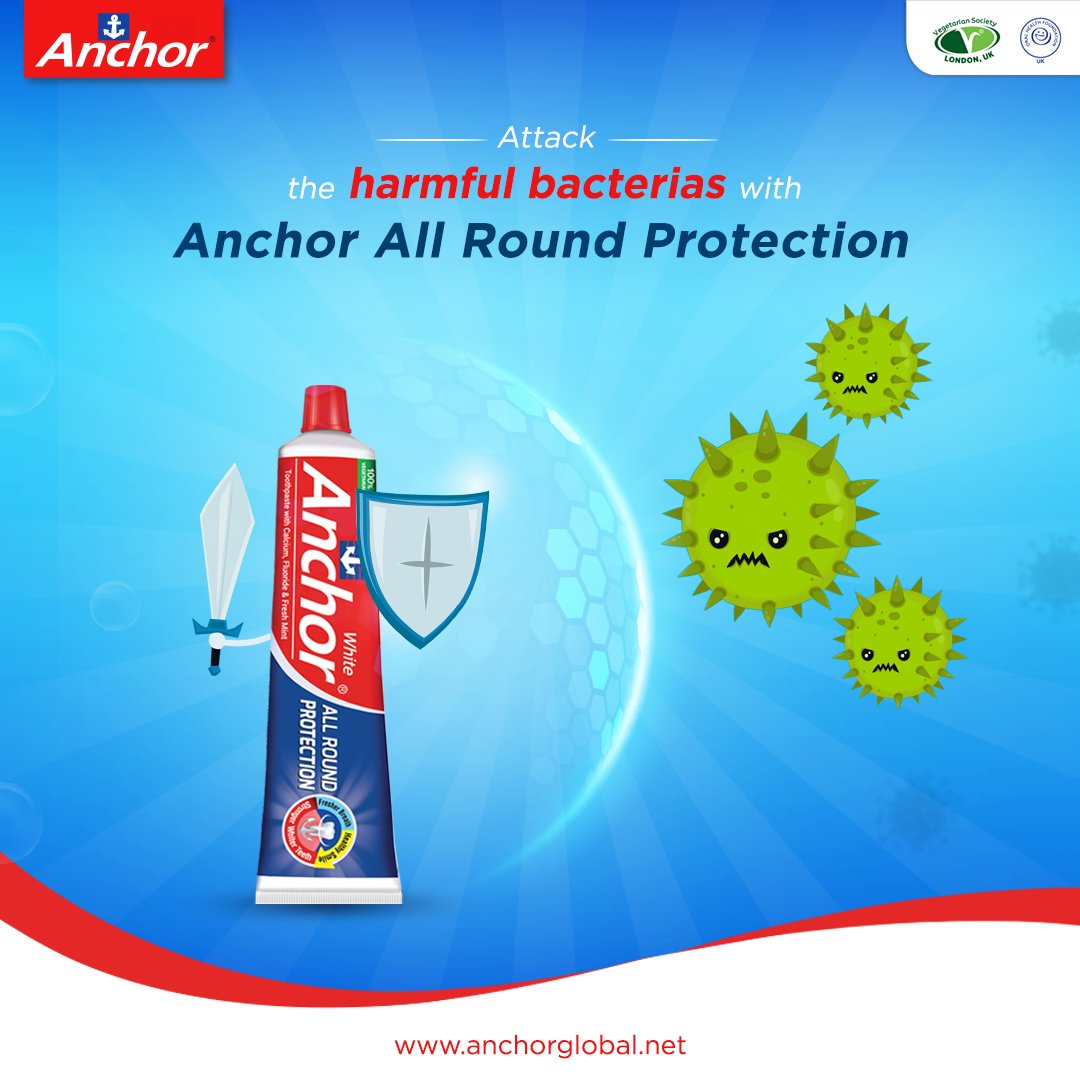 AnchorConsumer's tweet photo. Safeguard your mouth from bacterias and smile ear to ear with Anchor All Round Protection.
#AnchorGlobal #AnchorConsumerProducts #AnchorToothpaste #AnchorAllRoundProtection #Anchor https://t.co/Dqd5NaUsLd