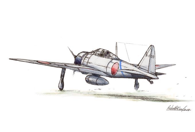 最近はまってるタッチで零戦描いてみたらいい感じになった 