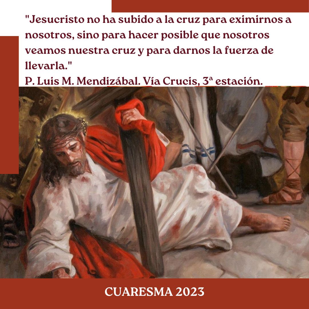 "Jesucristo no ha subido a la cruz para eximirnos a nosotros, sino para hacer posible que nosotros veamos nuestra cruz y para darnos la fuerza de llevarla." P. Mendizábal.

Feliz viernes de Cuaresma.