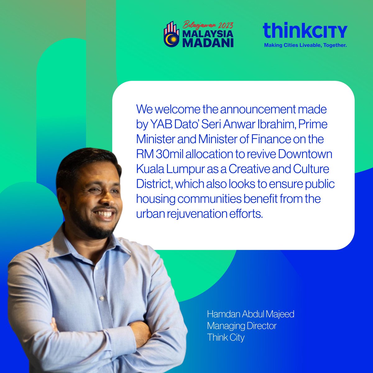 mythinkcity's tweet photo. (1/4)We welcome the announcement made by YAB Prime Minister Datuk Seri @anwaribrahim, who is also Minister of Finance, and the government of Malaysia for the allocation RM 30mil…
#mythinkcity #klccd #downtownkl #publichousing #malaysiamadani @anwaribrahim_my @MOFmalaysia https://t.co/o83sZbvzi0