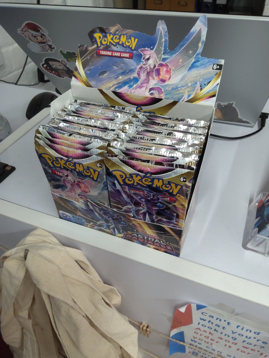 We have exciting new items on our shelves! Next time you are in The Manga Crate remember to check out our new selection of Pokemon plushies! Aren’t they cute? Also, you can now find Pokemon Astral Radiance trading cards in store. #Pokemon #tradingcards #pokemontcg #astralradiance