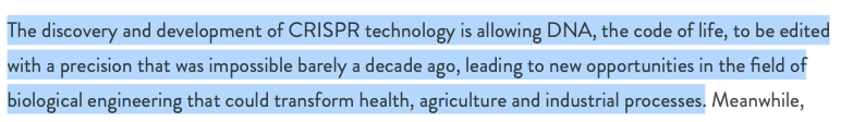 16. CRISPR technology is also touted as being central. It

"allows DNA, the code of life, to be edited with precision"

CRISPR is heavily backed by Gates and is quite a frightening concept. I go into it in great detail in this 🧵
 