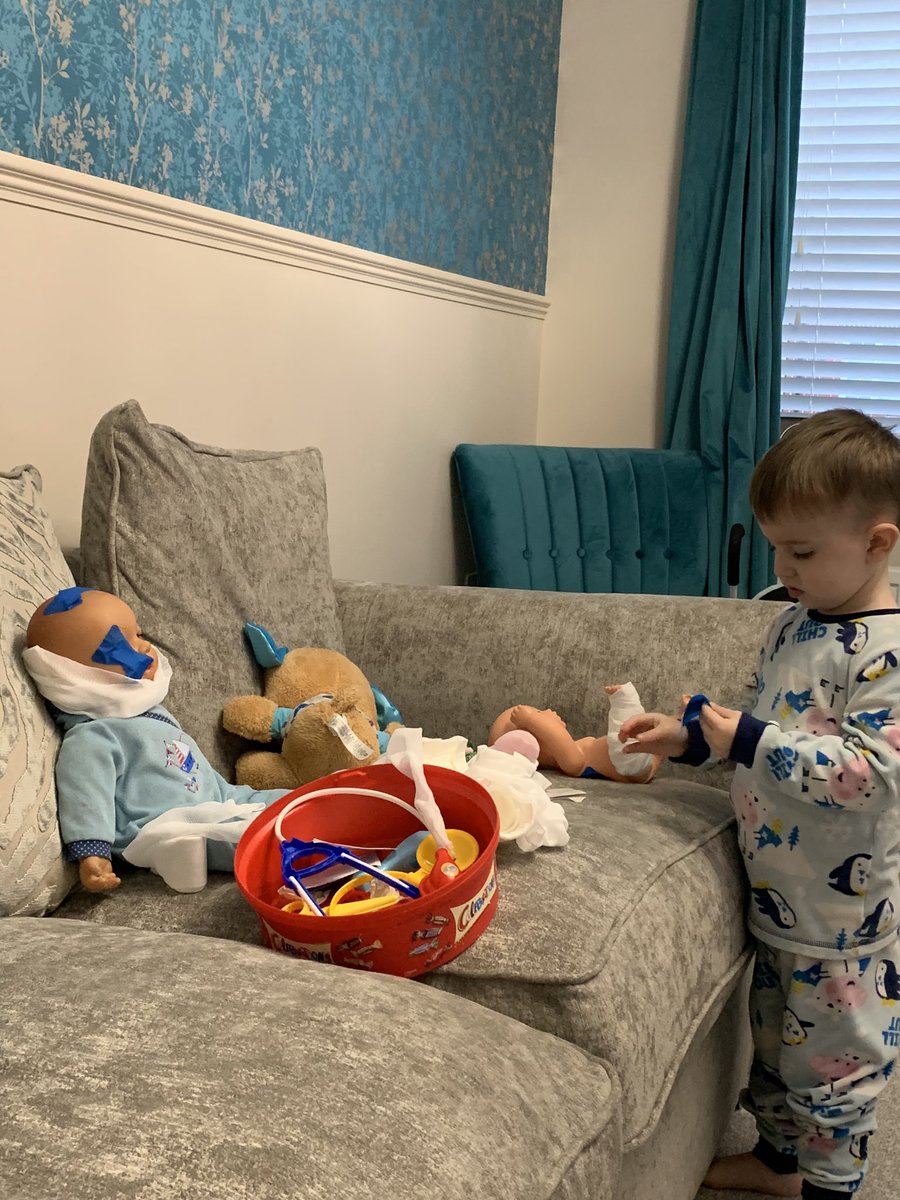 Shirley_OT's tweet photo. Tired out! Up since 5am and had lots of fun playing with paints and taking care of his poorly babies 🥰 https://t.co/RYmZlpEvUA