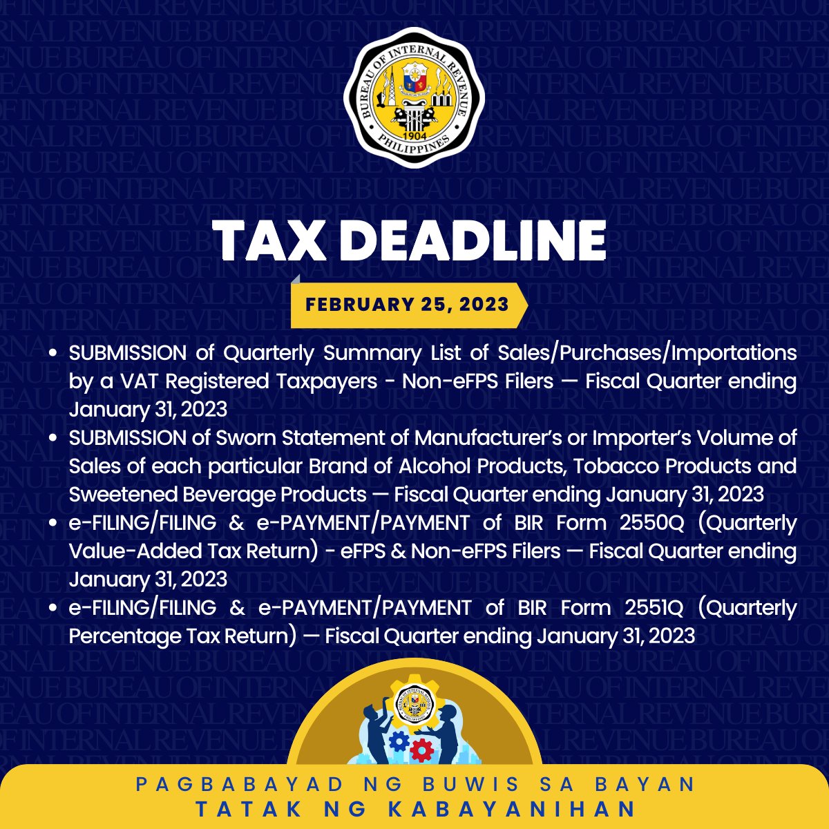 Birgovph On Twitter 25FEB SUB eFIL FIL ePAY PAY Quarterly SLSPI birgovph-on-twitter-25feb-sub-efil-fil-epay-pay-quarterly-slspi