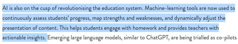 17. The report even cites an example of how AI can be used in educational settings.

So don't be surprised if children in future generations are taught by AI means.

Fancy a robot in the classroom ? 