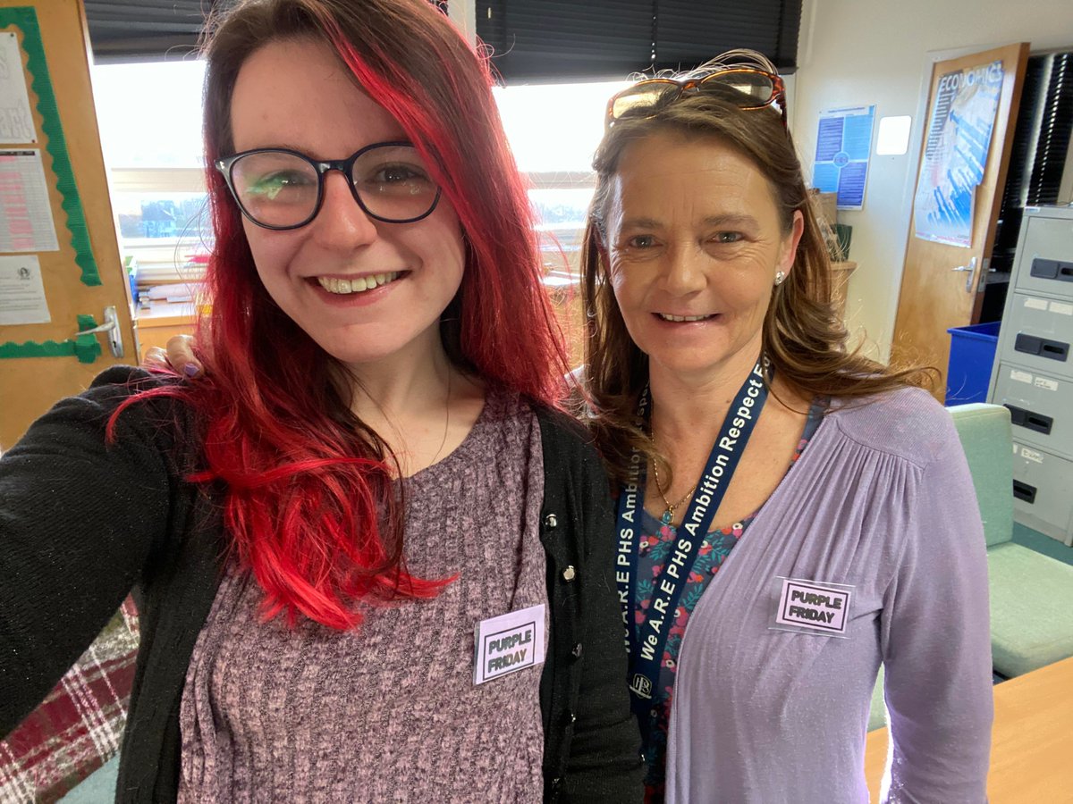 PerthHigh_BusEd's tweet photo. 1H6, 3H6, Mrs Venter and @MissScottBizEd are supporting @prismphs and #PurpleFriday @LGBTYS #weAREphs @HuntingtowerPHS @PerthHighSchool #BusinessatPHS https://t.co/do1VjyKefy