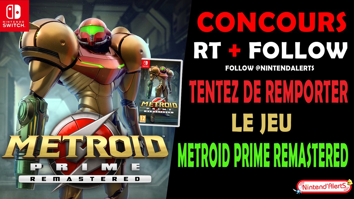 #Concours ! Un jeu #MetroidPrimeRemastered sur #NintendoSwitch à gagner ! 
Pour participer RT + Follow <a href="/nintendalerts/">Nintend'Alerts</a> ! 
Fin le 01 mars.
