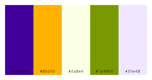ColPaletteBot's tweet photo. Beep beep, here's a pretty color palette for you!
color-scheme.js parameters used:
- hue: 285
- variation: hard
- colors: #400099, #ffb200, #faffe6, #7a9900, #f0e6ff
Have a lovely day!
#twitterbot #colorpalette #colors #palette #prettycolors https://t.co/RUBSjmdsur