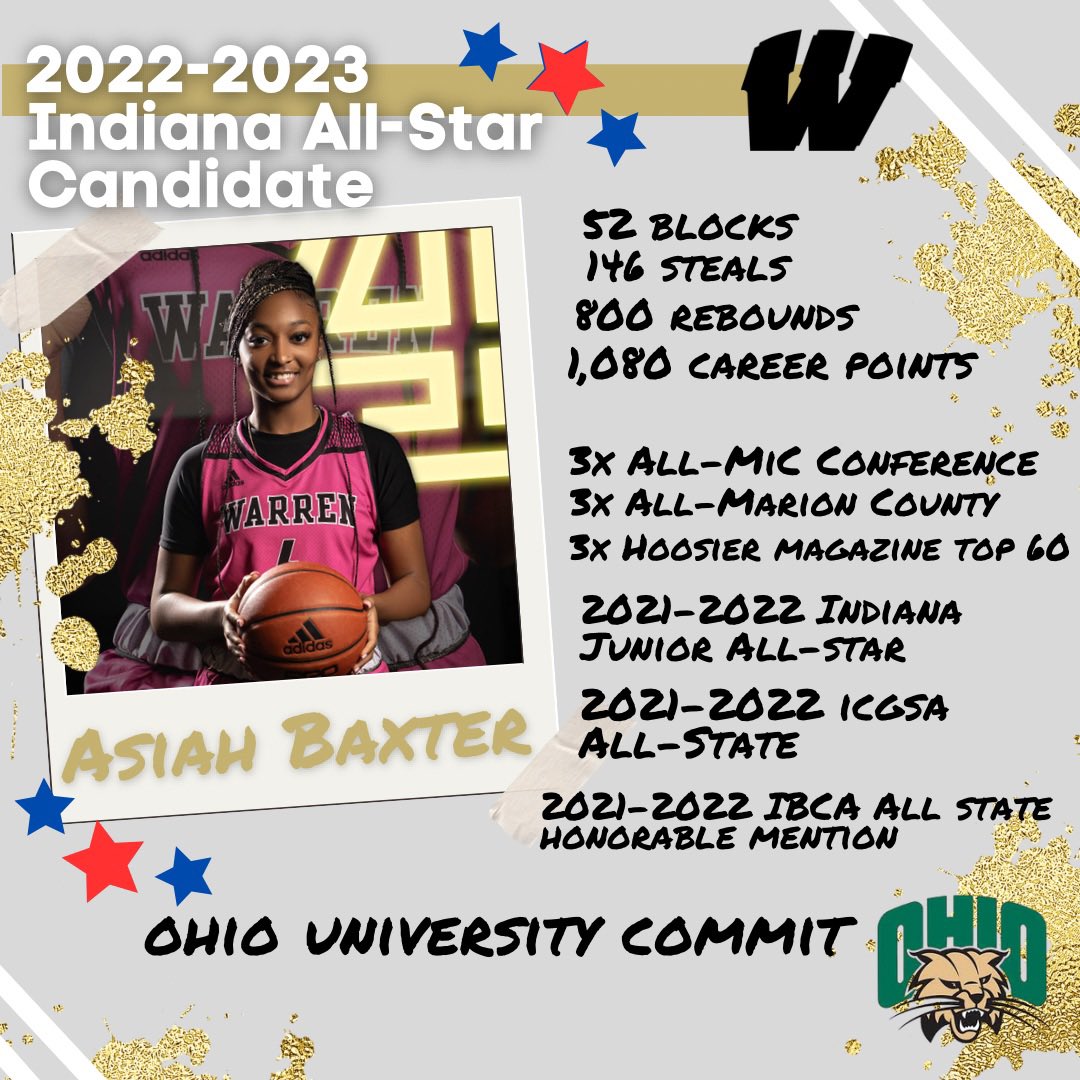 WarriorNation_1's tweet photo. Coaches and ADs, Warren Central would like to present to you our two candidates for the 2022-2023 Indiana All-Star team, Asiah Baxter and Sanaa Thomas. 

Two great young ladies with great hearts and amazing talent. We truly appreciate your consideration! 

 @WCTEAMTOGETHER https://t.co/1BroXU9owY