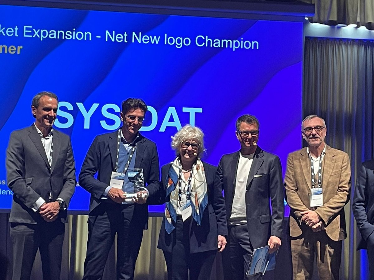 Per il 4° anno consecutivo, SYS-DAT Group ha ricevuto il prestigioso riconoscimento di <a href="/SAPItalia/">SAP Italia</a>  “Market Expansion Net New Logo 2022”. 
Il premio è volto a riconoscere gli ottimi risultati di crescita del portafoglio clienti registrati nel corso del 2022
#SAP #sapevatelo