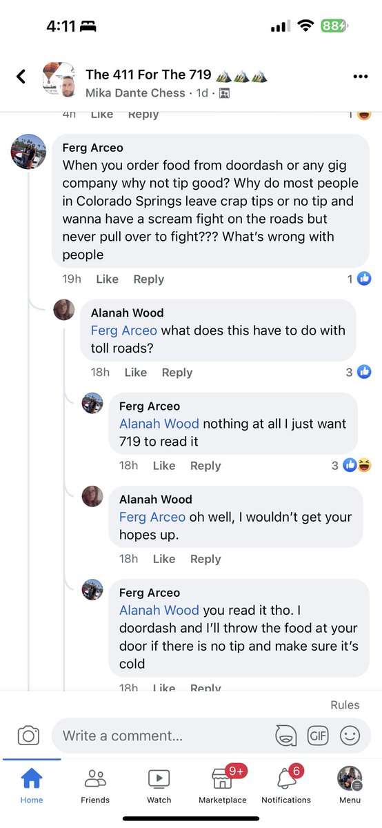 dismangb's tweet photo. @DoorDash looks like someone representing you really well on a Colorado Springs public FB page. 🤦‍♂️ https://t.co/Kca3jofwXv