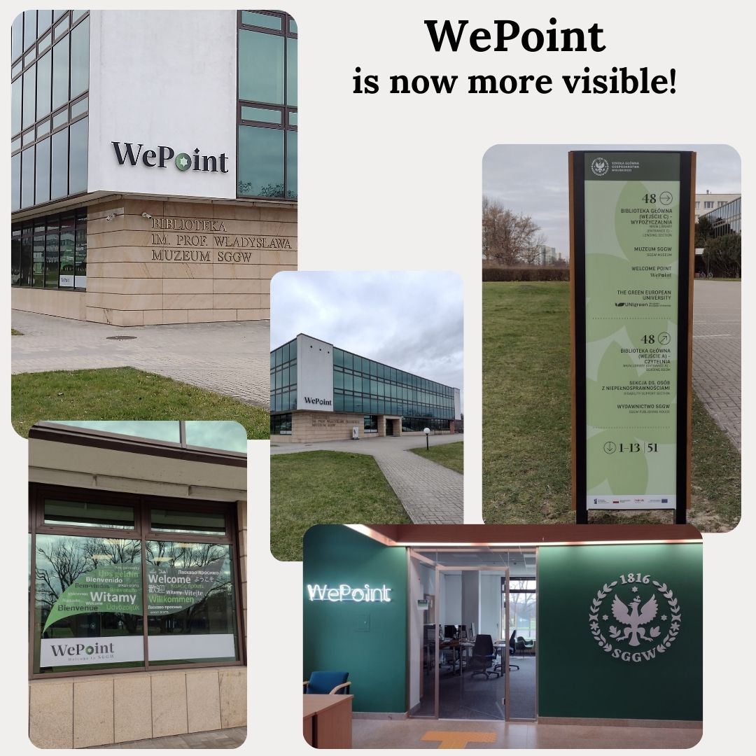 WePointSGGW's tweet photo. We are pleased to present the new Wepoint - Welcome to SGGW signage, which was created with the support of the Polish National Agency for Academic Exchange under the "Welcome to Poland" programme. Thank you @NAWAPoland 

Let us know what you think! https://t.co/UP6SKqp9QH
