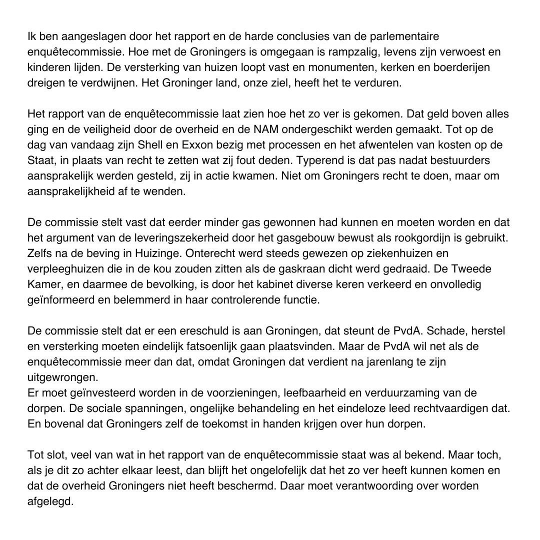 henknijboer's tweet photo. Eerste reactie @PvdA op de conclusies van de Parlementaire Enquêtecommissie Groningen: https://t.co/dO5S6kJmzt