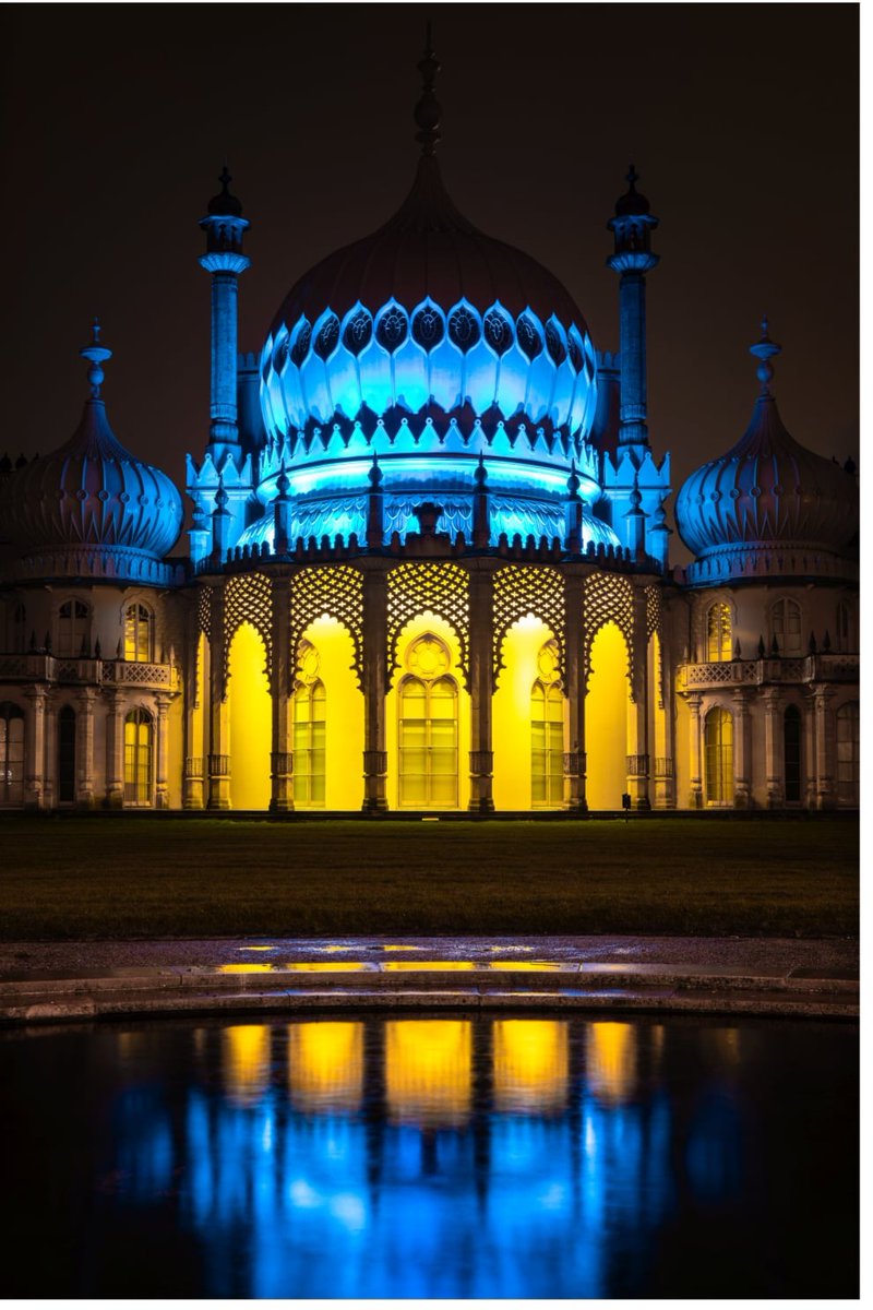 This evening, the Royal Pavilion will be illuminated in Ukraine's national colours of blue and yellow to mark the anniversary of the invasion by Russia. #UnitedforUkraine